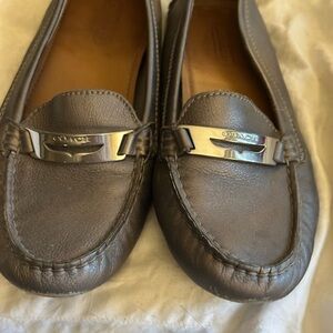Coach Silver Leather Loafers